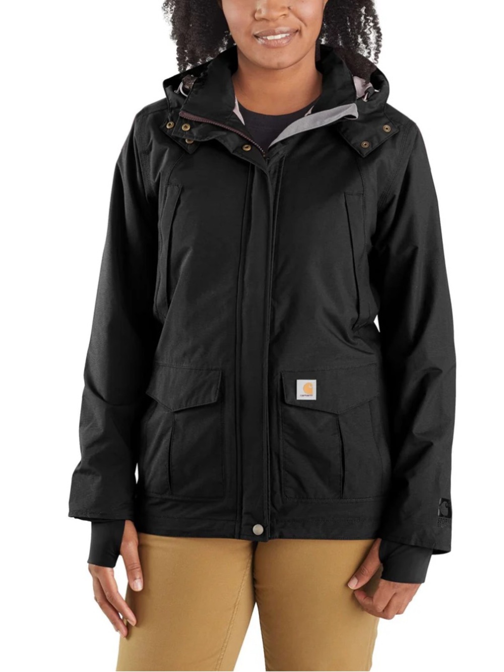 Carhartt Black Storm Defender Shoreline Waterproof Relaxed Jacket Womens Large